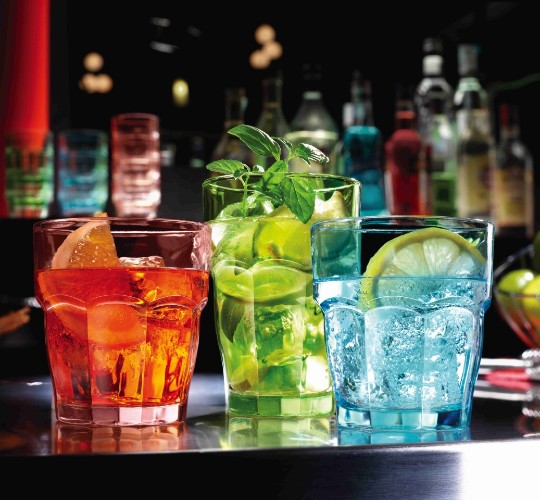 כוסות מזכוכית צבעונית ROCK BAR