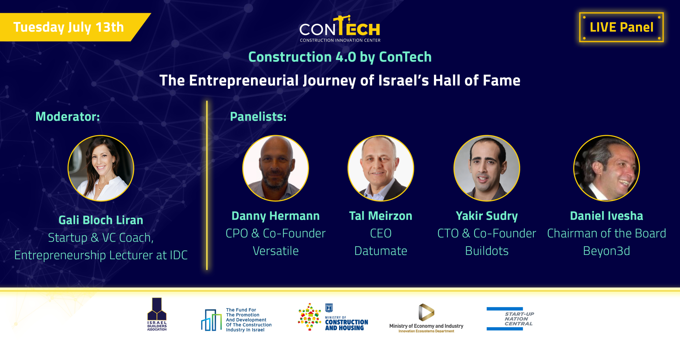 Live Panel: The Entrepreneurial Journey of Israel's Hall of Fame ConstructionTech Startups