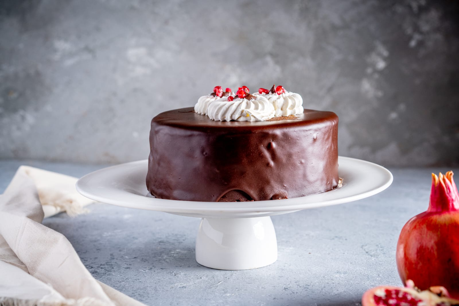 Chocolate mousse and pomegranate cake