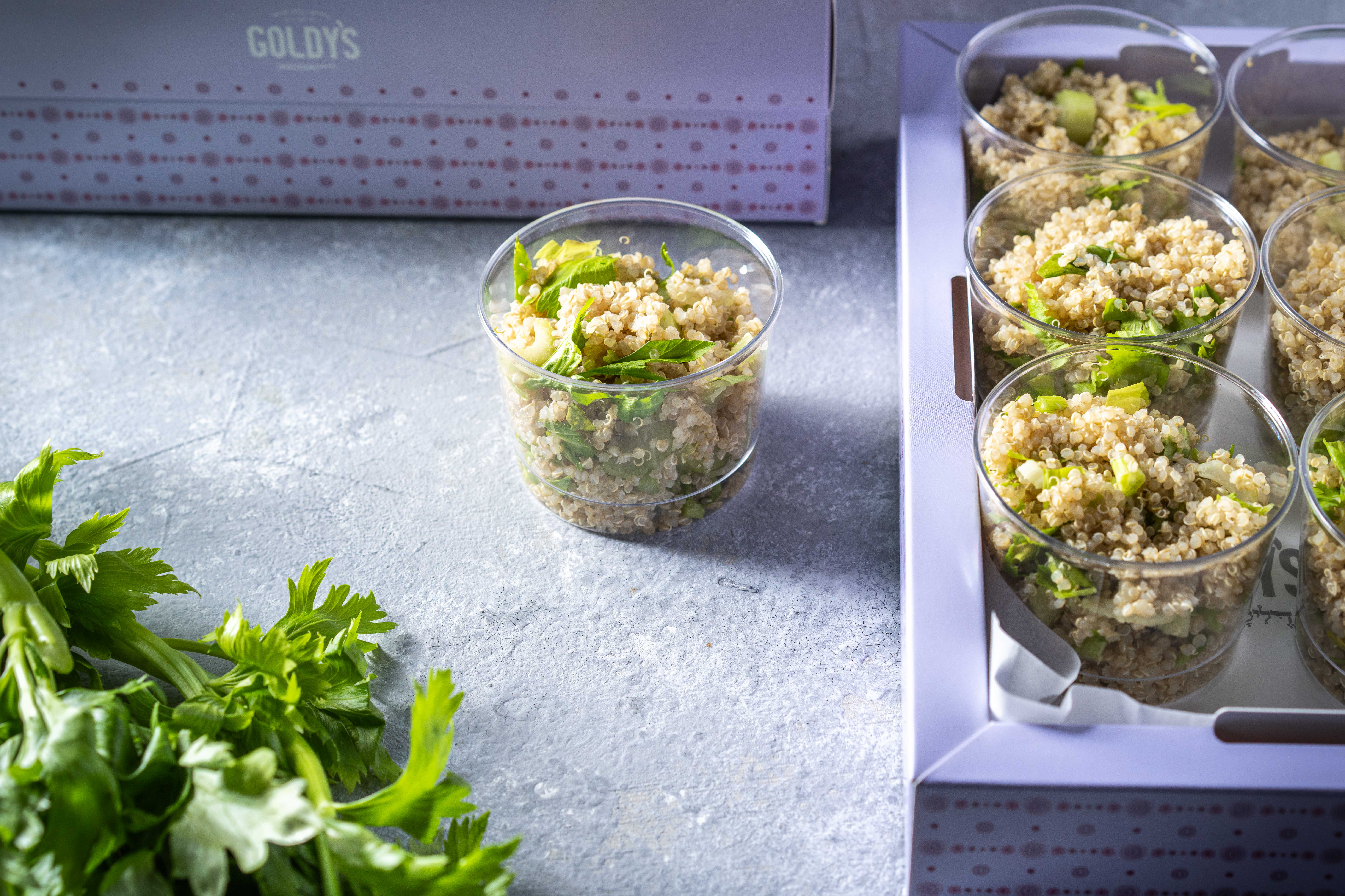 A tray of quinoa salad cups