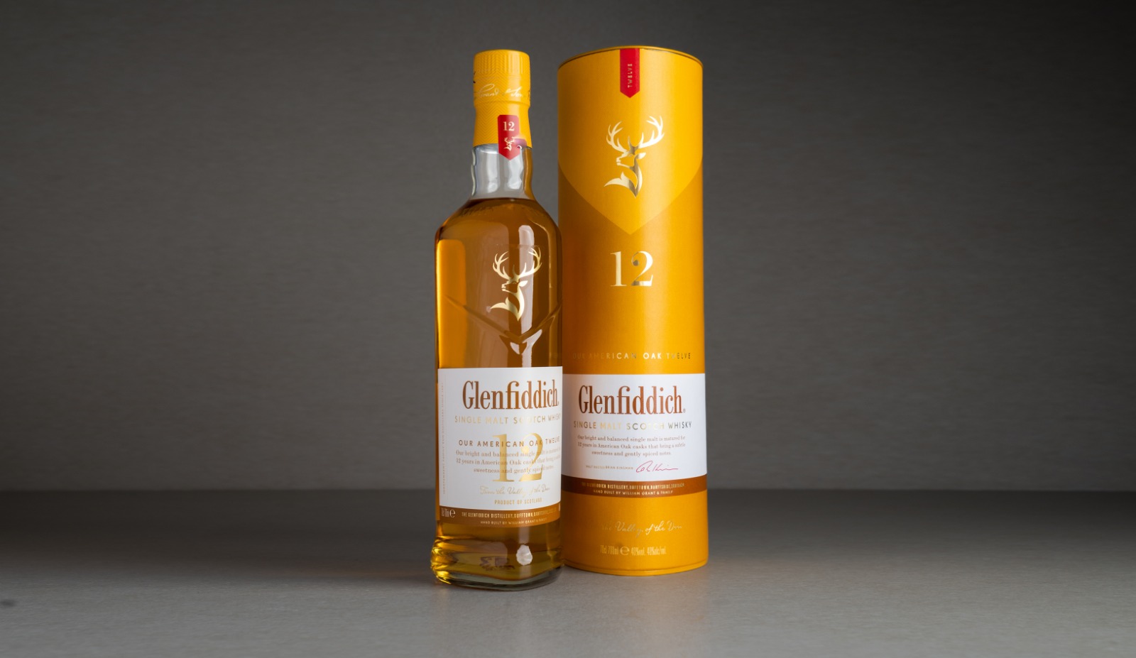 Glenfiddich whiskey 12 years yellow