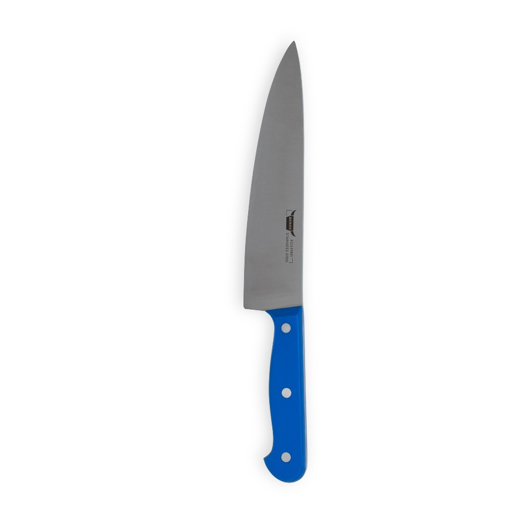 סכין שף 21 ס"מ ידית ניטים כחולה | BEROX